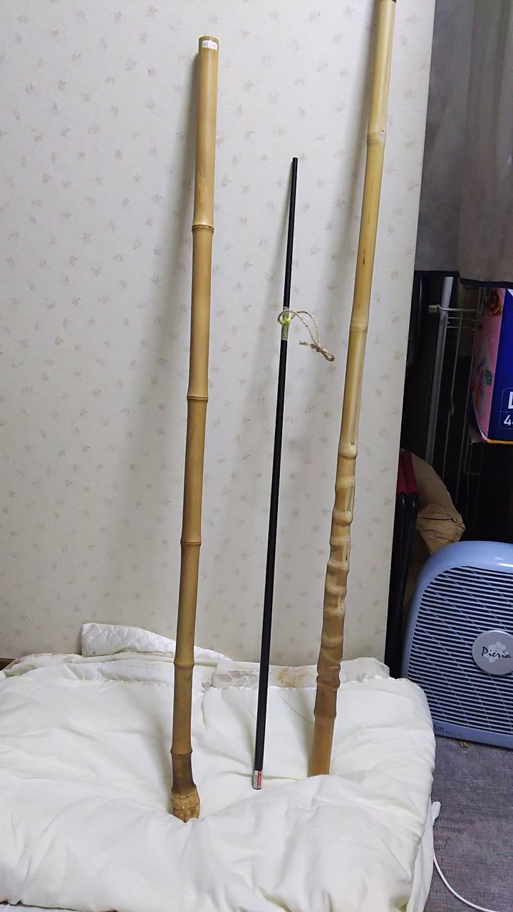 淡竹と印籠継ぎ用矢竹で本番用タモの柄製作開始 : 自作かかり竿でチヌ