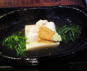 胡麻豆腐と雲丹・白子