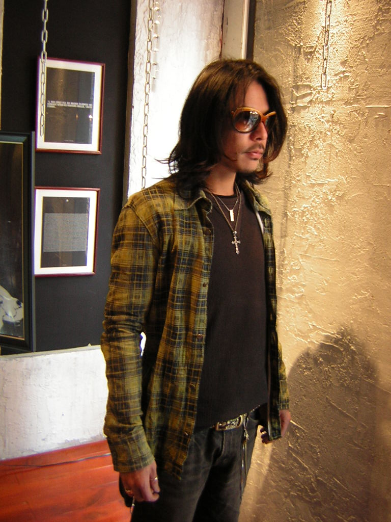 BACKLASH レザー チェックシャツ