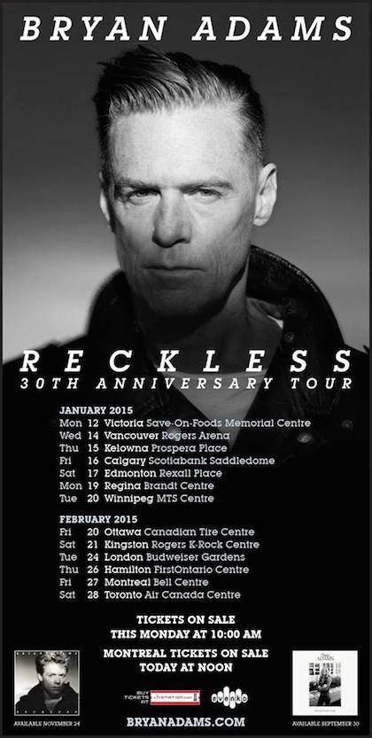 bryan adams reckless tour dates