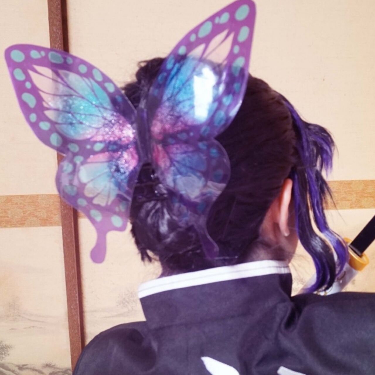 鬼滅の刃 胡蝶しのぶ 衣装＋蝶の髪飾り（＋ウィッグ＋草履）