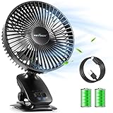 Keynice USB扇風機 自動首振り タイマー機能付 静音 クリップ 卓上 小型 リズム 充電式 節電 壁掛け USBファン 風量4段階調節 長時間連続使用 日本語取扱説明書付 KN-818 (ブラック)
