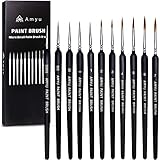Amyu ペイントブラシ 面相筆 ブラック プラモデル フィギュア 塗装 画筆 11本 セット