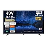 FPD チューナーレス テレビ 43インチ 壁掛け LED 液晶 Bluetooth スマートGoogle TV 43V型, Wifi, HDMI, ネット動画対応, FHD, HDR10, VESA規格, Cast内蔵