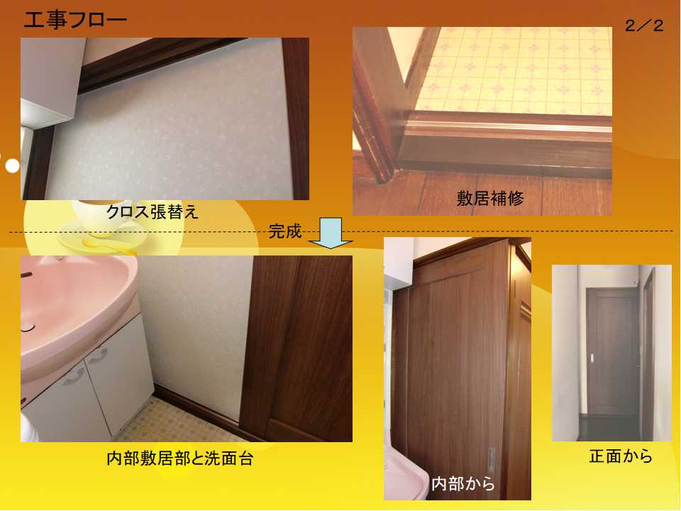 洗面所引戸の修理 原因は水分 湿気 ロッキーの施工例 洗面所引戸の修理 原因は水分 湿気 ロッキーの施工例