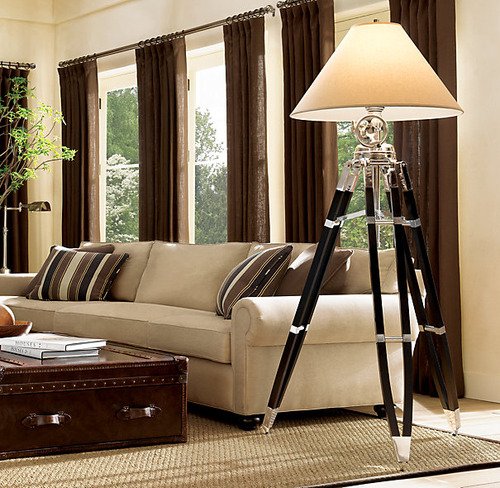 Royal Marine Tripod Floor Lamp_Polished Aluminum and Black_3