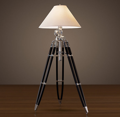 Royal Marine Tripod Floor Lamp_Polished Aluminum and Black_1
