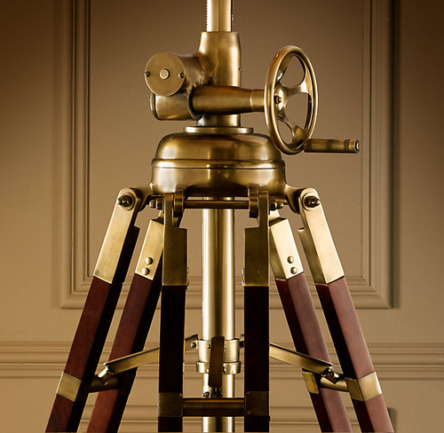 Royal Marine Tripod Floor Lamp_Antique Brass and Brown_2