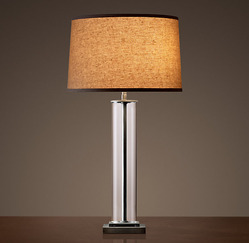 French Column Glass Table Lamp_Aged Steel_H788mm