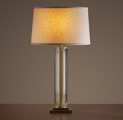 French Column Glass Table Lamp_Antique Brass_H788mm