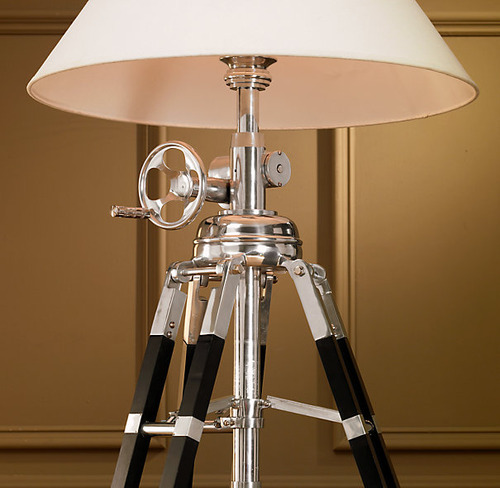 Royal Marine Tripod Floor Lamp_Polished Aluminum and Black_2