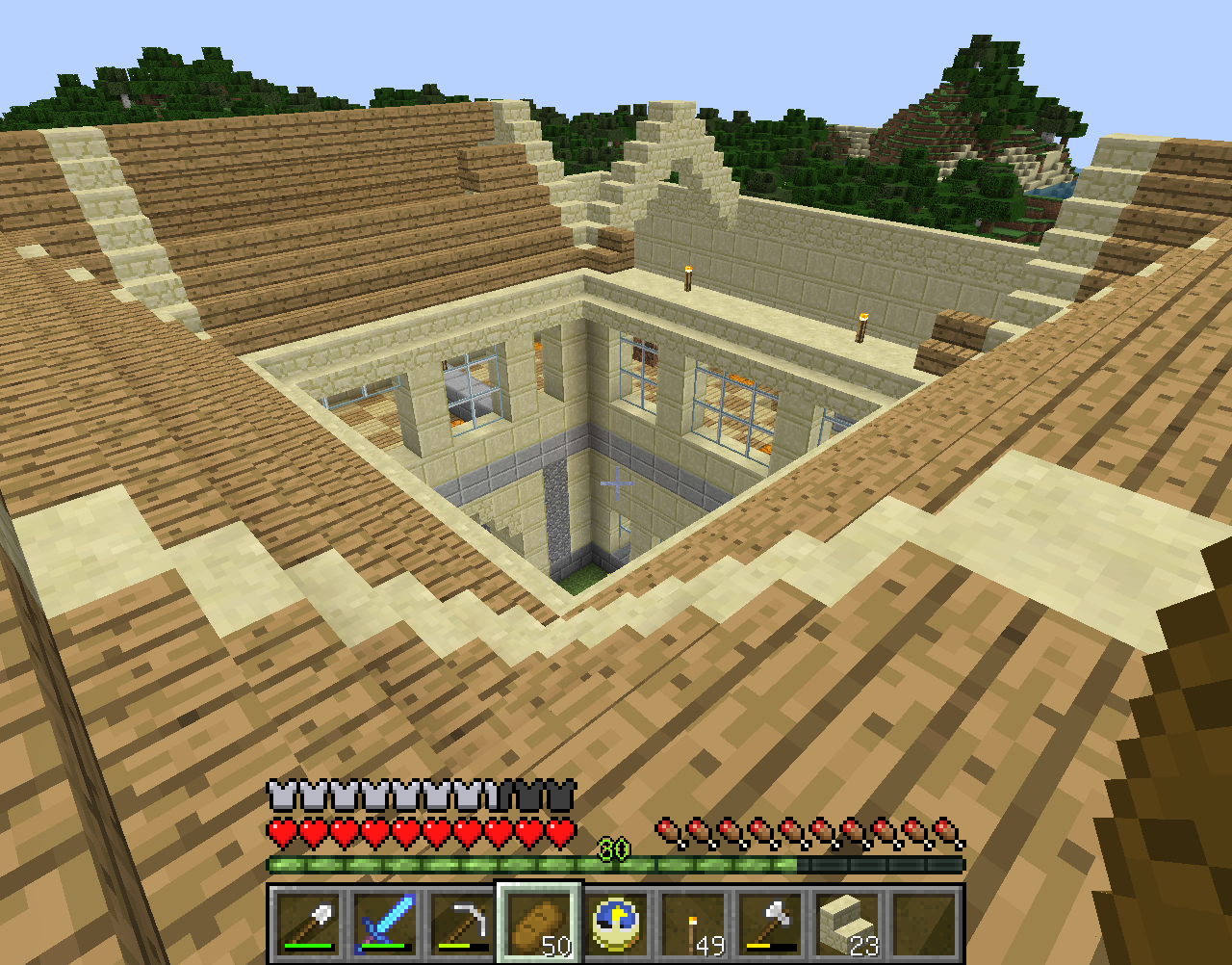 ひまわり港街にマンションを作る その15 屋根完成 仲間たちのマインクラフト開拓記録