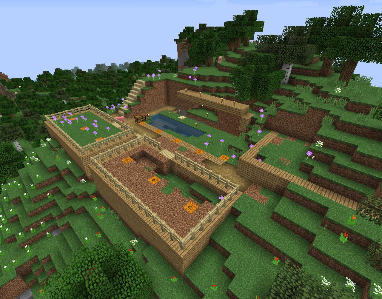 花畑開拓 ３ 花畑の整備 マサラタウンへお散歩 仲間たちのマインクラフト開拓記録