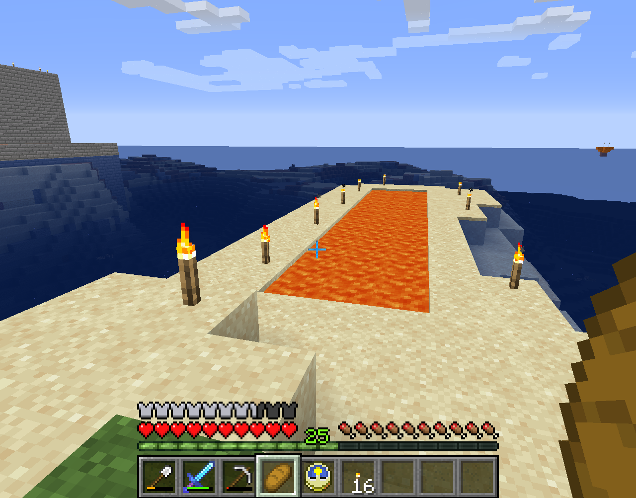 ひまわり港街にトラップタワー島を作る その６ マグマの除去とマグマ貯留所設置 仲間たちのマインクラフト開拓記録