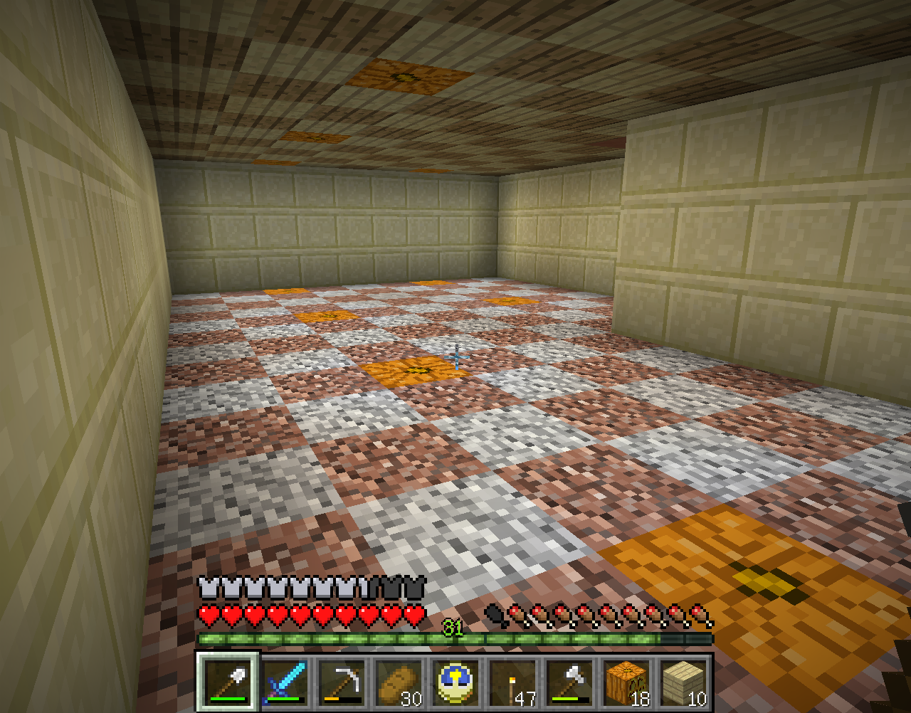 ひまわり港街に家を作る １f床張り 仲間たちのマインクラフト開拓記録