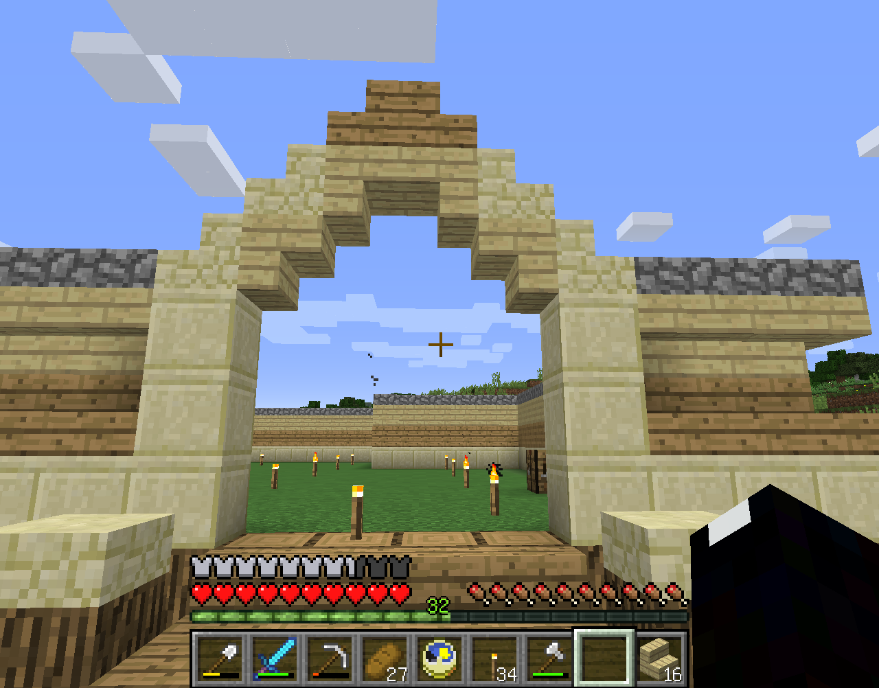 ひまわり港街に農場を作る その８ 入り口ゲート 仲間たちのマインクラフト開拓記録