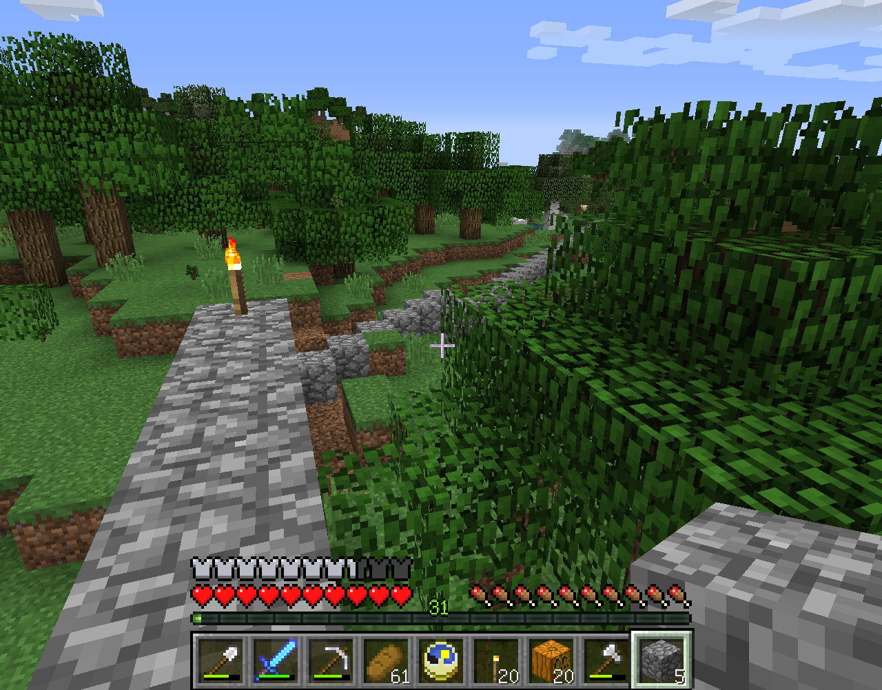 ひまわり港街に城壁を作る その2 北西部分芯壁の建設 仲間たちのマインクラフト開拓記録