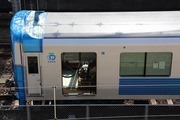 2015.10.4-30105F甲種-前面保護ビニールが被せられたクハ30105