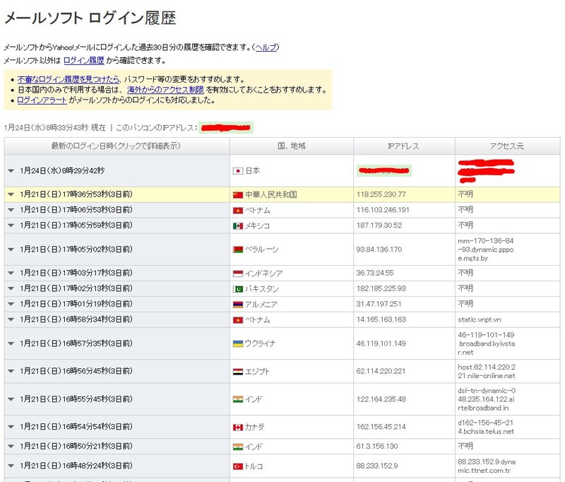 メールソフトログイン履歴