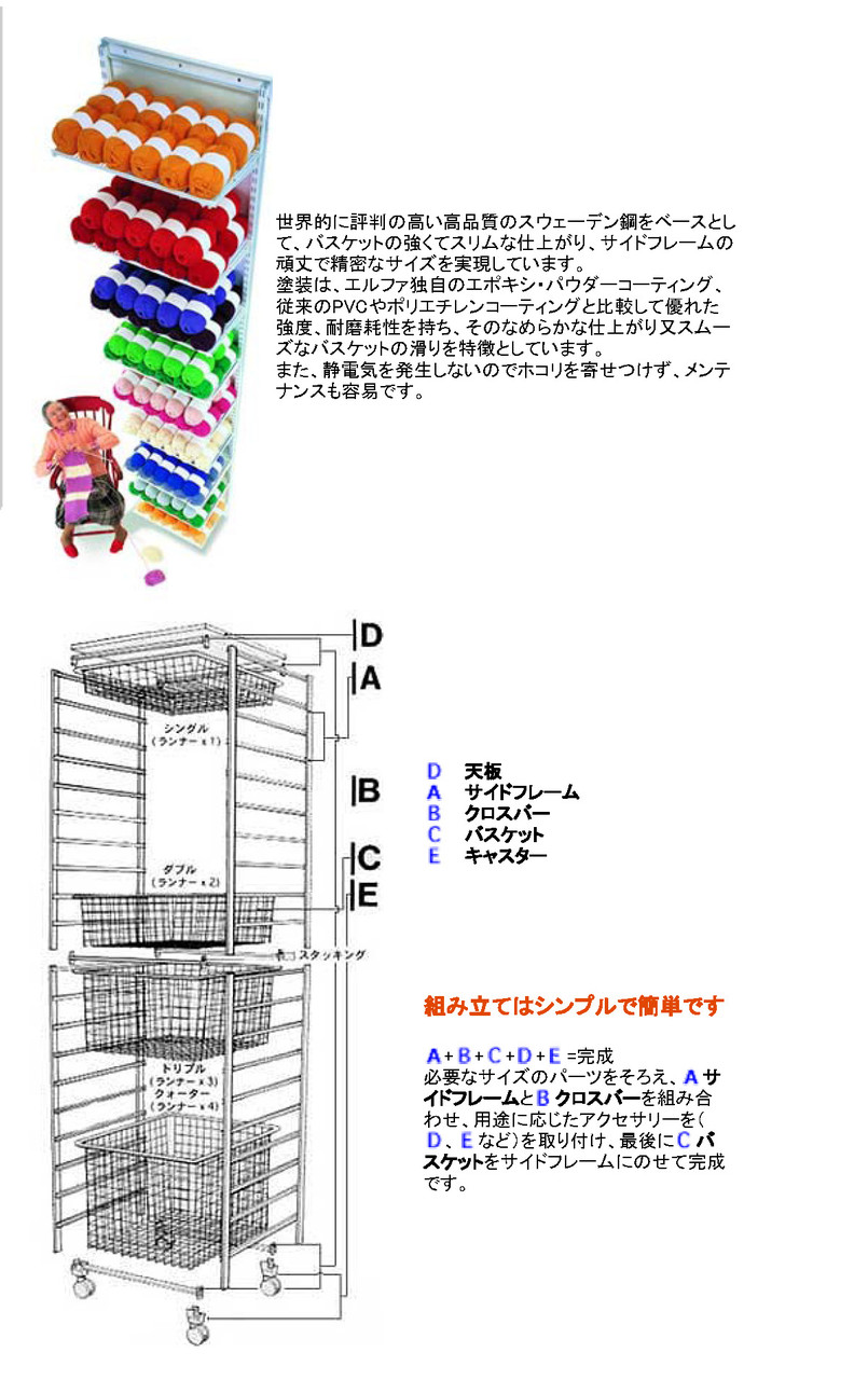 多用途なスライドバスケットシステム「elfa(エルファ)」のご 多用途なスライドバスケットシステム「elfa(エルファ)」のご