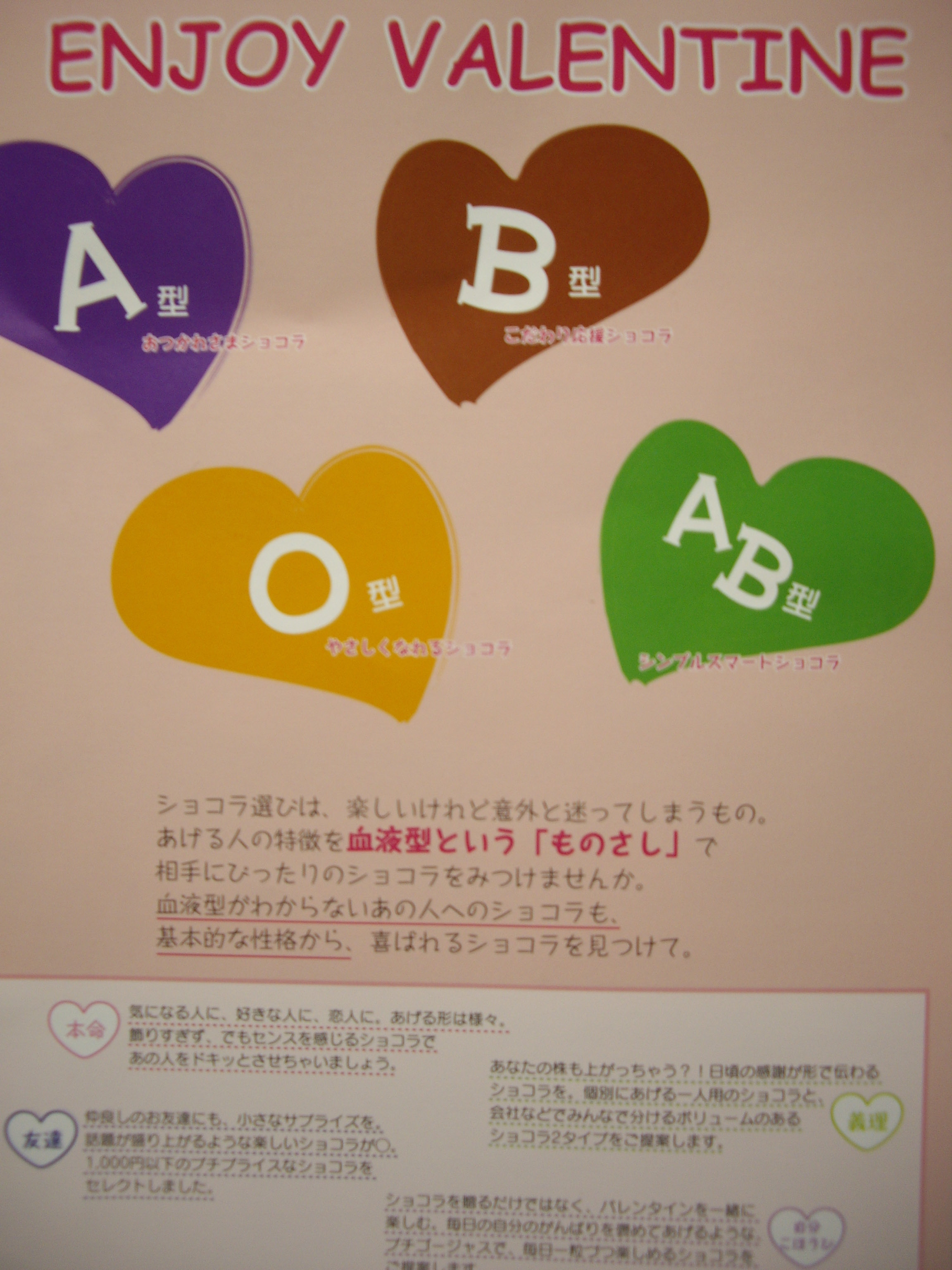 バレンタイン ４ 血液型でチョコレート 放浪哲学者 Shadow君のお部屋