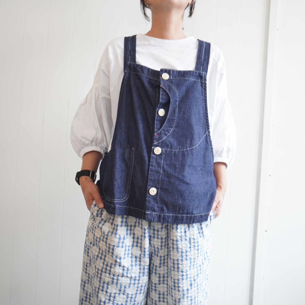 〘美品〙快晴堂　デニム　オーバーオール カシュクールサロペットパンツ Girl'sリラクシンWorkデニム
