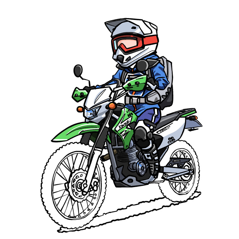 パイセンとKLX125のイラスト : Ride'n Roll