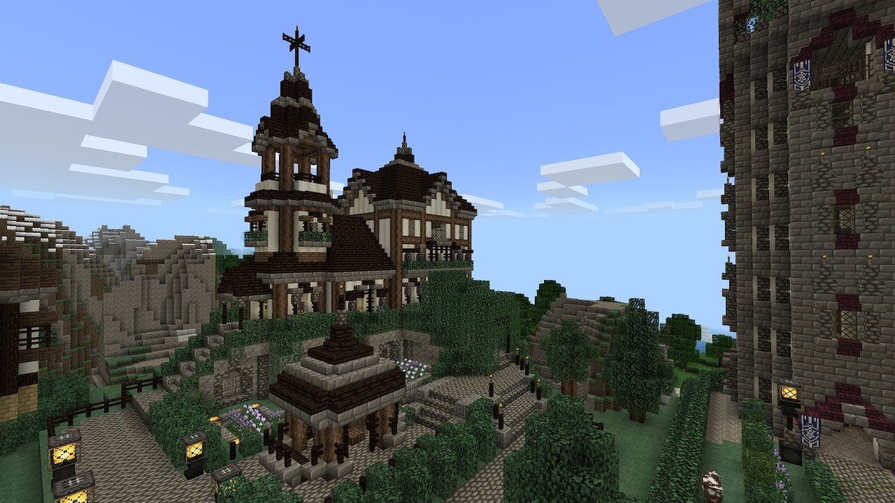 教会と庭園 Riiiのマイクラ建築