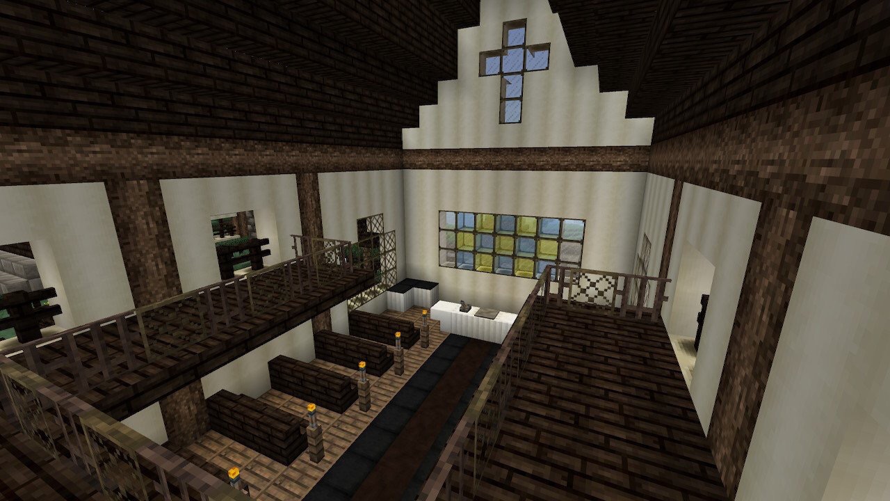 洋風ファンタジーな教会の建築 内装 Riiiのマイクラ建築