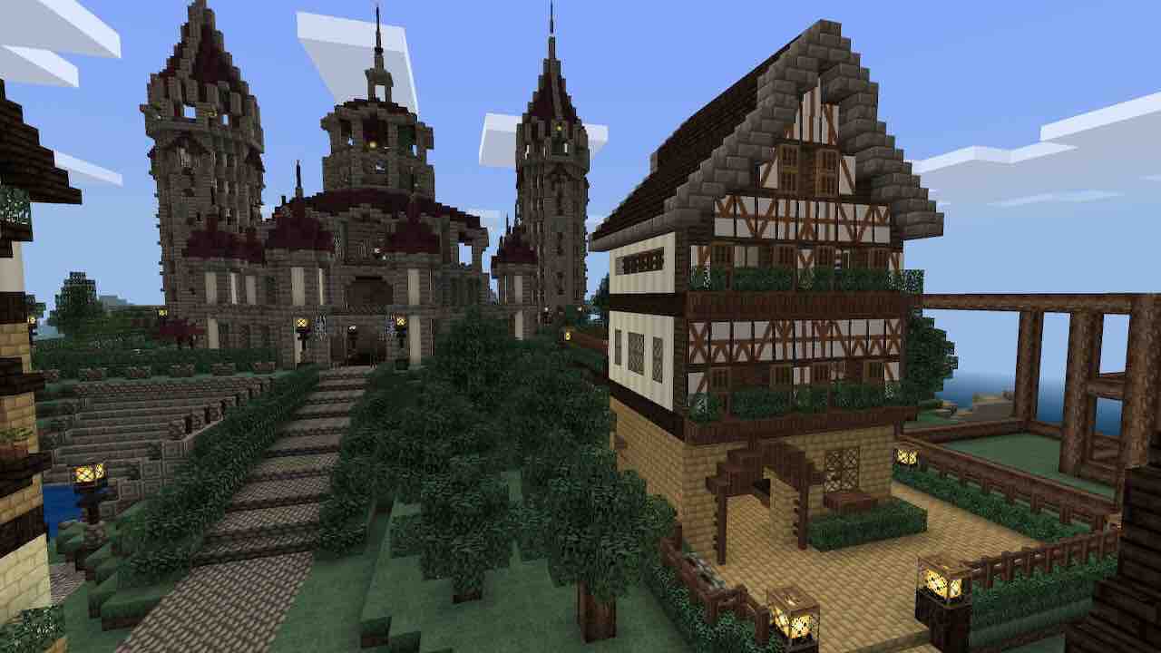 ハーフティンバー風のカフェ Riiiのマイクラ建築 ハーフティンバー風のカフェ Riiiのマイクラ建築