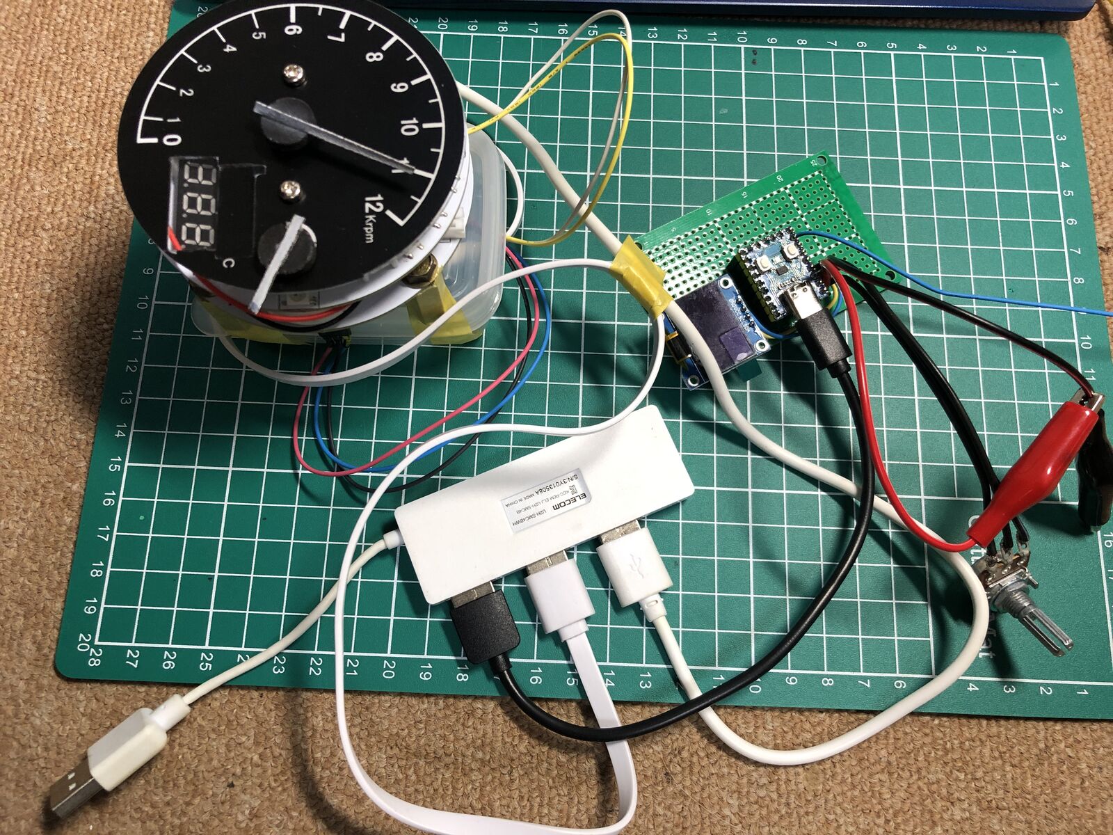 pico様 ピコタコメータ、WS2812BとX27ステッパーモーターの実装完了