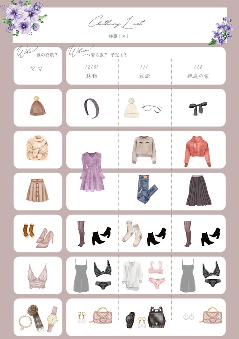 洋服リスト