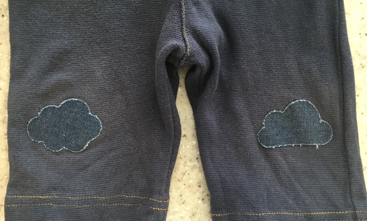 子供の穴あきズボンを簡単にかわいく補修 雲 星型 はんぽblog