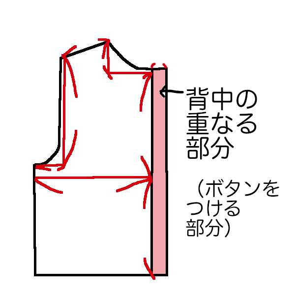 シャツ後ろ身頃