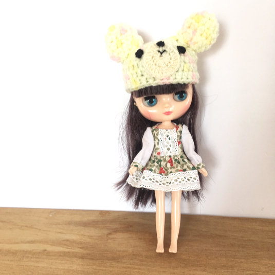 くまちゃん帽子、頭囲19cmくらいのぬいぐるみにも＾＾ : リカちゃん