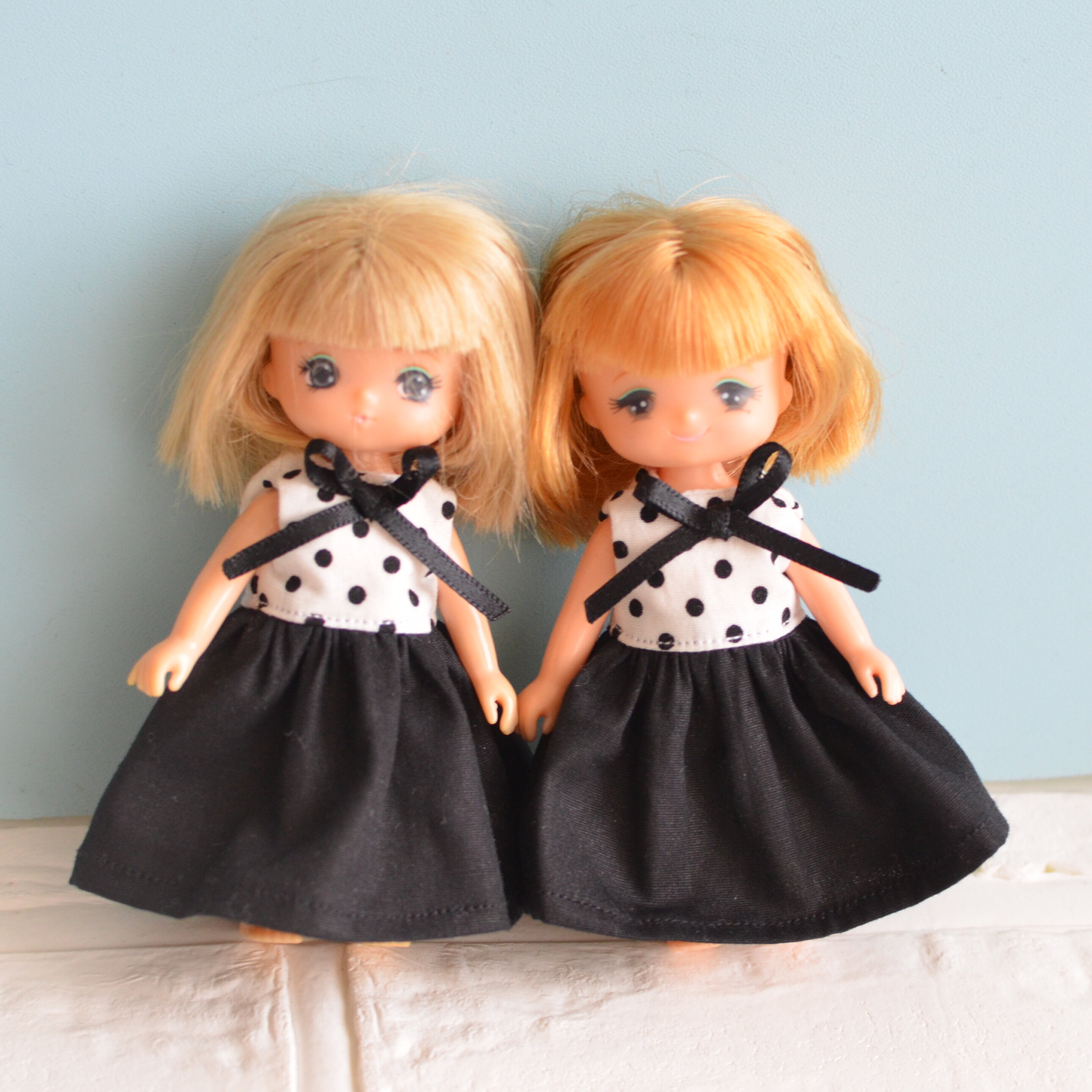 ふりふりワンピースを着せた手作り人形 ふりふりワンピースを着せた