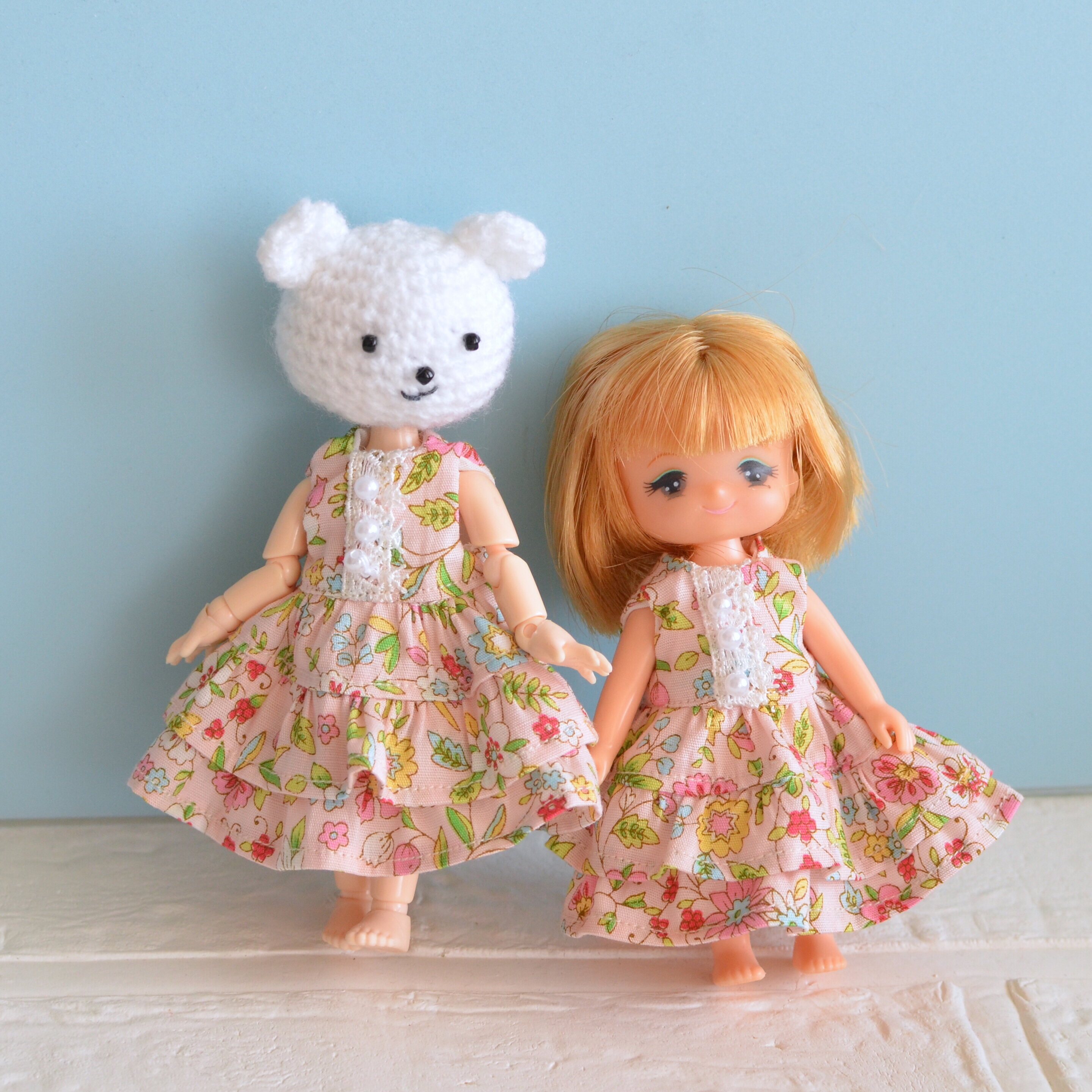 11cmドールサイズの花柄2段フリルワンピース/参観日を断られるの巻