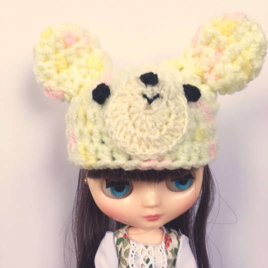 くまちゃん帽子、頭囲19cmくらいのぬいぐるみにも＾＾ : リカちゃん