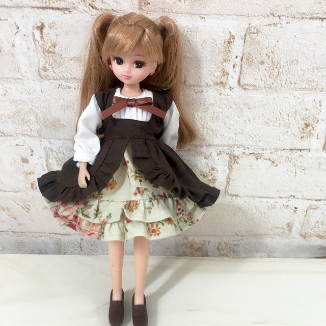 花柄のミニワンピース アンパンマンのべーじゅのやちゅ リカちゃん服ハンドメイド りんごぽんのおうち 札幌市