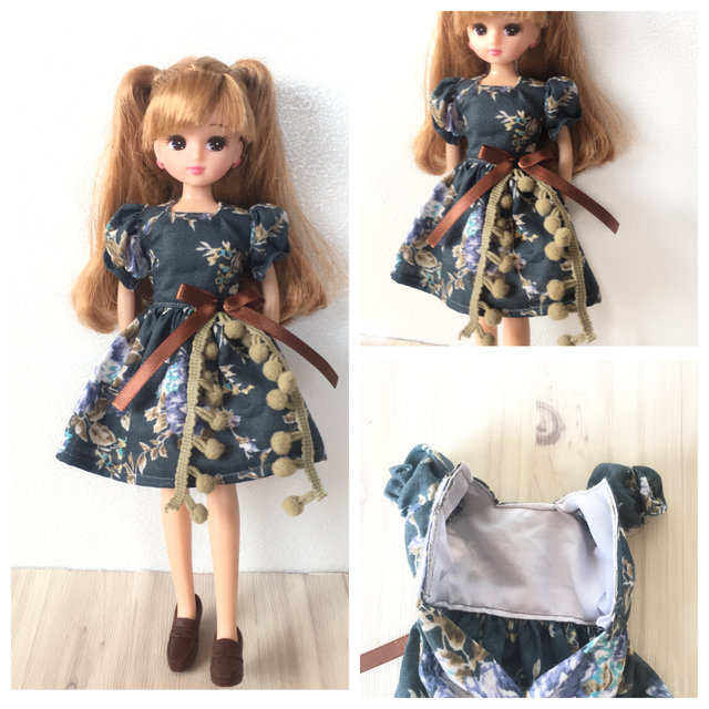 リカちゃんブライスサイズ 稲穂のように豊かに実るワンピース リカちゃん服ハンドメイド りんごぽんのおうち 札幌市