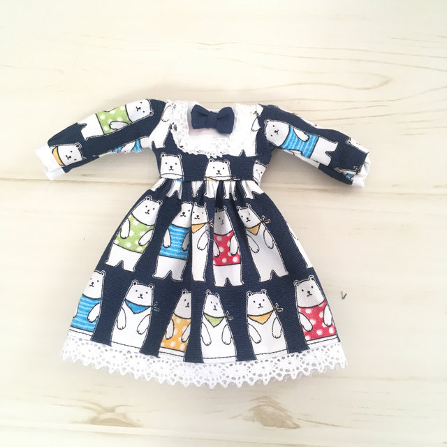 しろくまちゃんのワンピース リカちゃん服ハンドメイド りんごぽんのおうち 札幌市