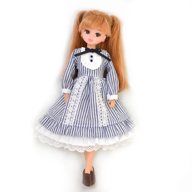 ストライプのワンピース/私たちのさむい朝 : リカちゃん服ハンドメイド