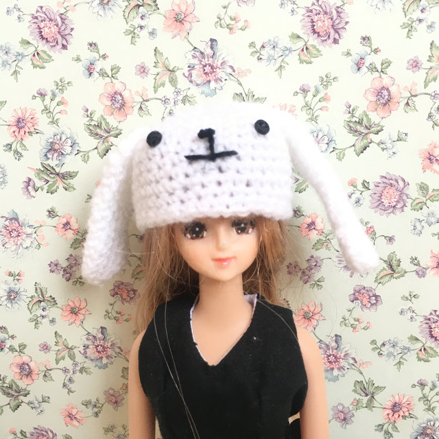 のんきなたれ耳うさぎ帽子を3点編みました！ : リカちゃん服
