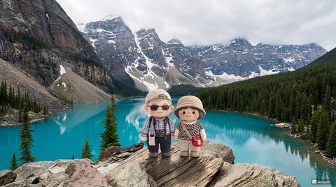 Canada旅行道中二人（モレーン湖）