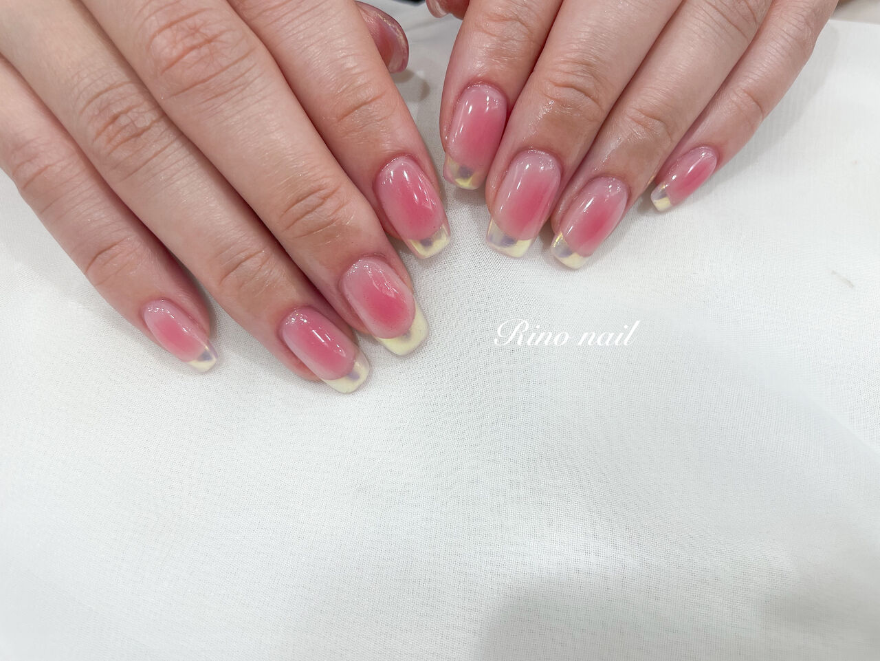 チークネイル×ミラーフレンチ : 大阪梅田のネイルサロン”Rino nail”の 