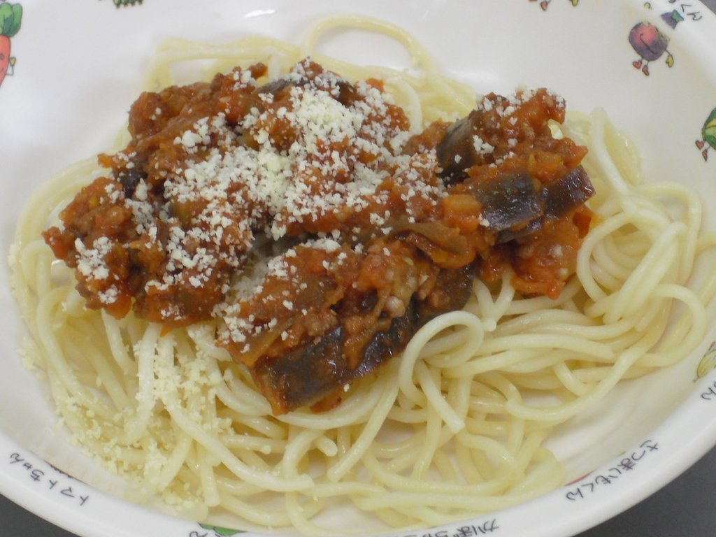 茄子入りスパゲティ 保育所給食のレシピ