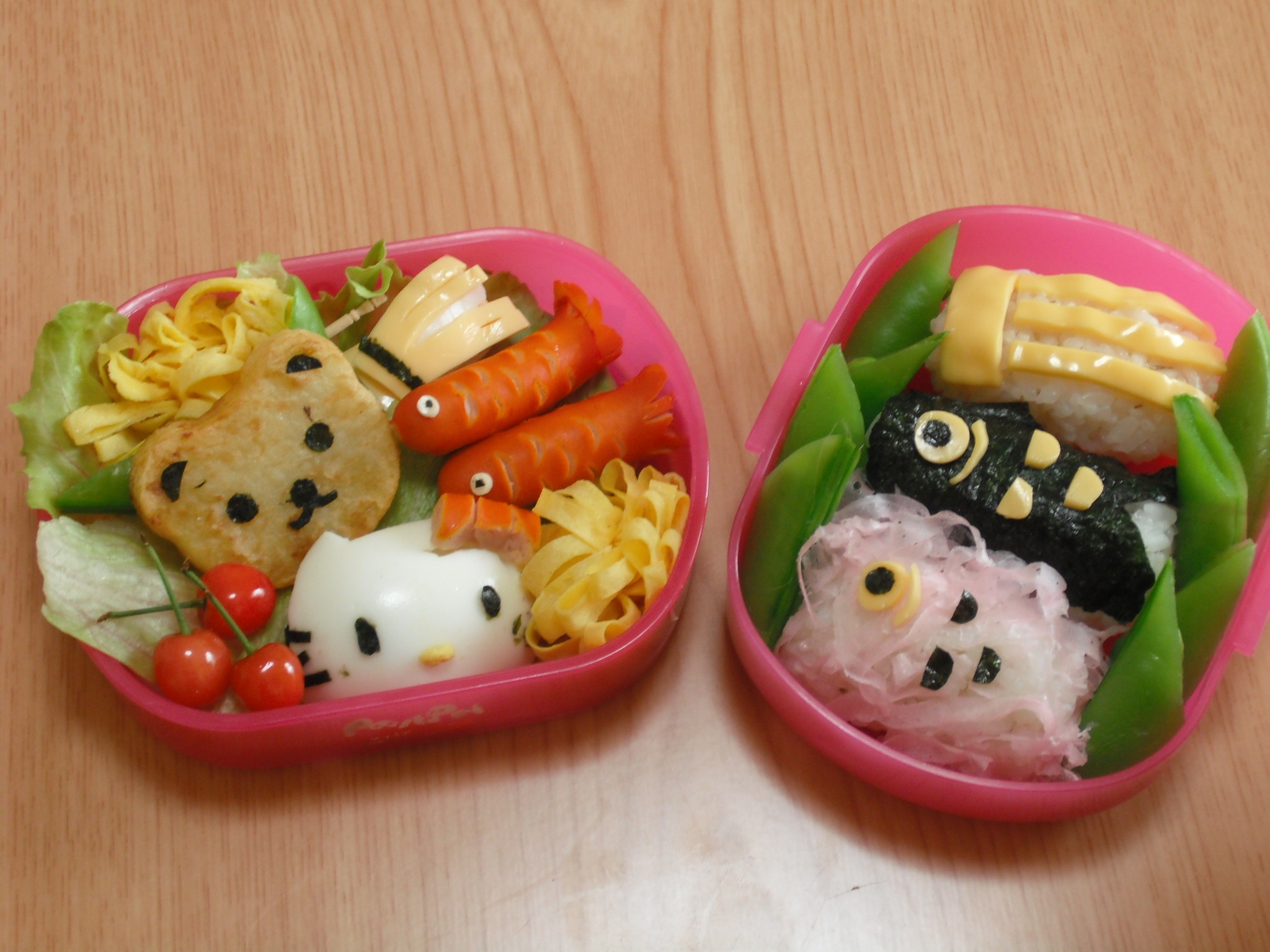 キャラ弁 キティと鯉のぼり 保育所給食のレシピ