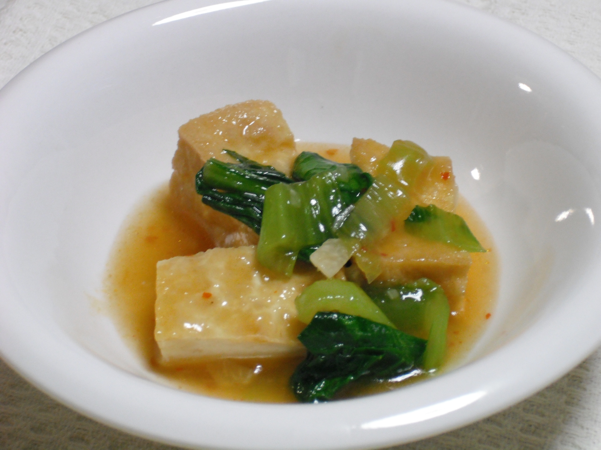 厚揚げとチンゲン菜のピリ辛煮 保育所給食のレシピ
