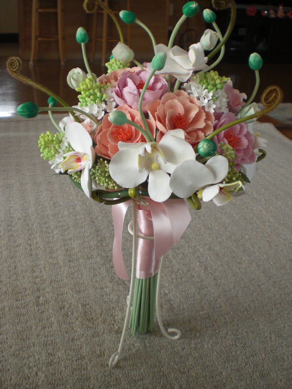 胡蝶蘭 ライラック バラのブーケ 千家生花展 Decoクレイクラフト R S Clay Studio