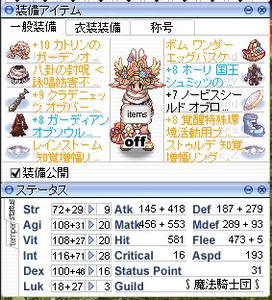 Ro 22年08月時点のasスパノビ装備 Ro 雑記etc